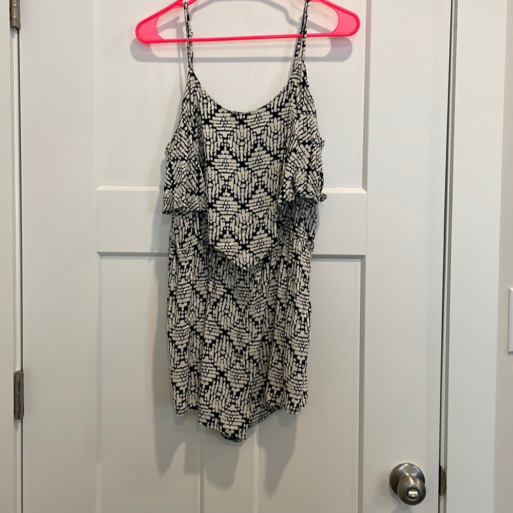 Patterned Cecico navy and cream romper- size M